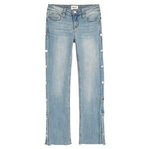 Hudson Girls Blue Straight Leg Raw Hem Snappy Ankle Flare Crop Jeans Size 12